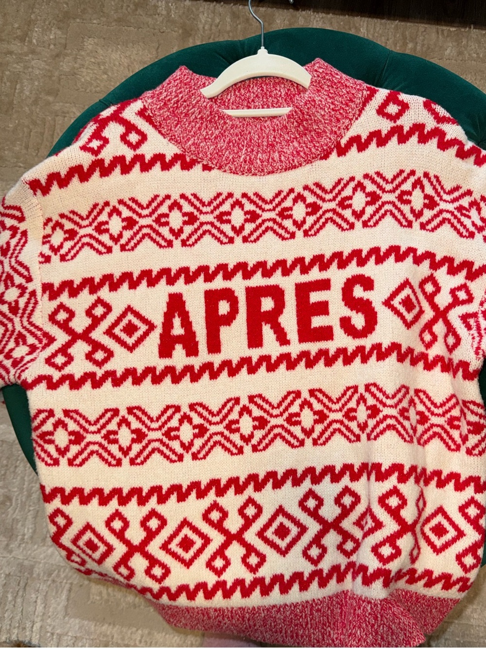 a new day Red and Cream 'APRES' Patterned Sweater
